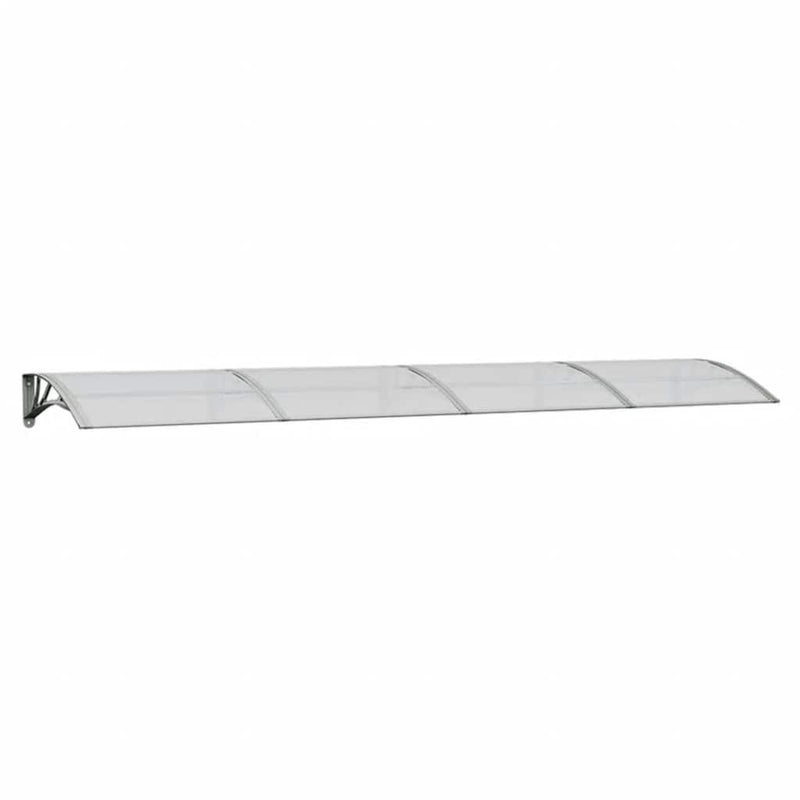 Tettoia per Porta in Policarbonato 350×75 cm Grigio e Trasparente - Image 7 of 21