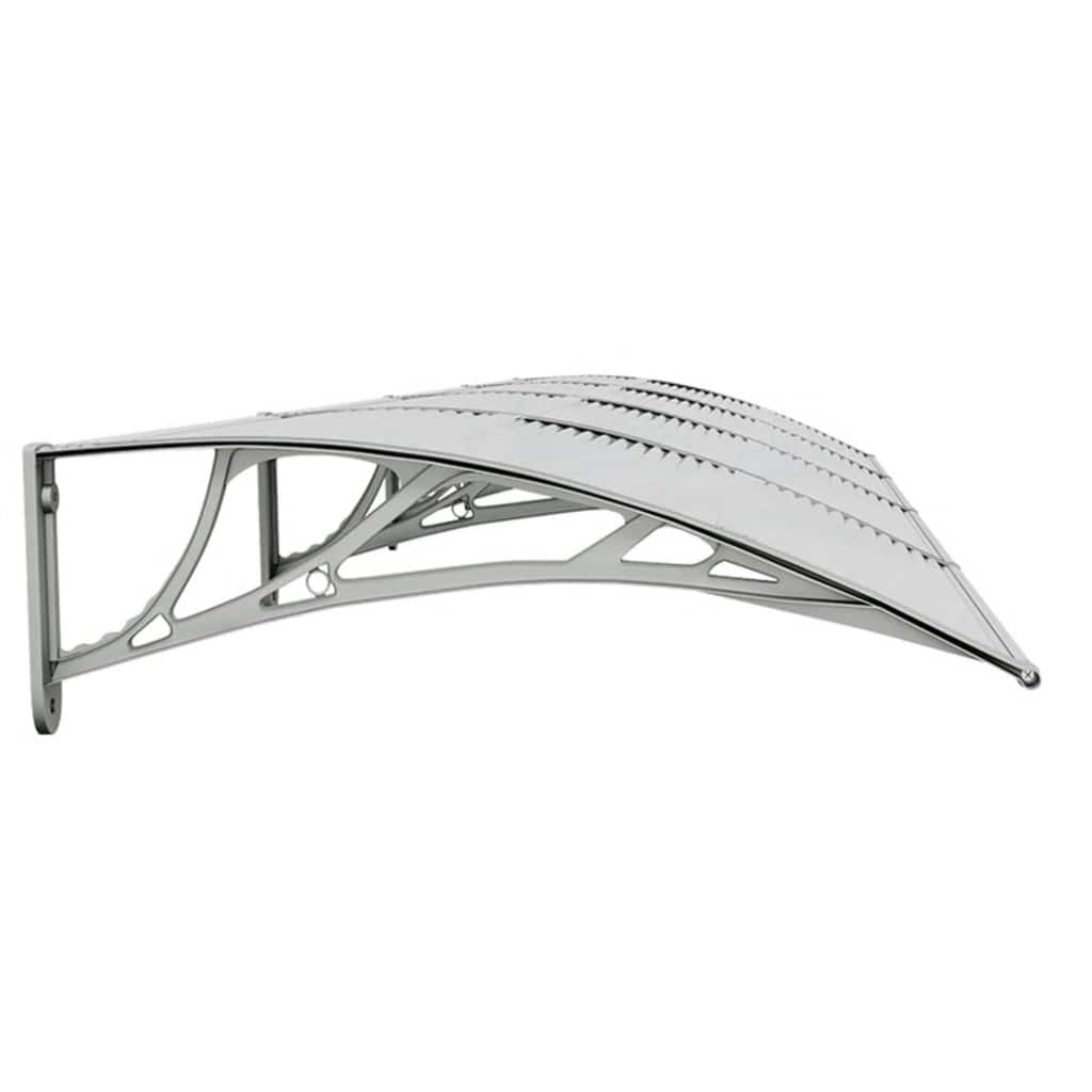 Tettoia per Porta in Policarbonato 350×75 cm Grigio e Trasparente - Image 12 of 21