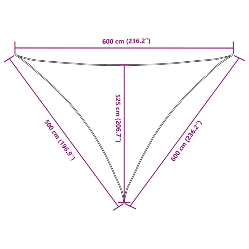 Parasole a Vela Oxford Triangolare 5×6×6 m Bianco - Image 55 of 76