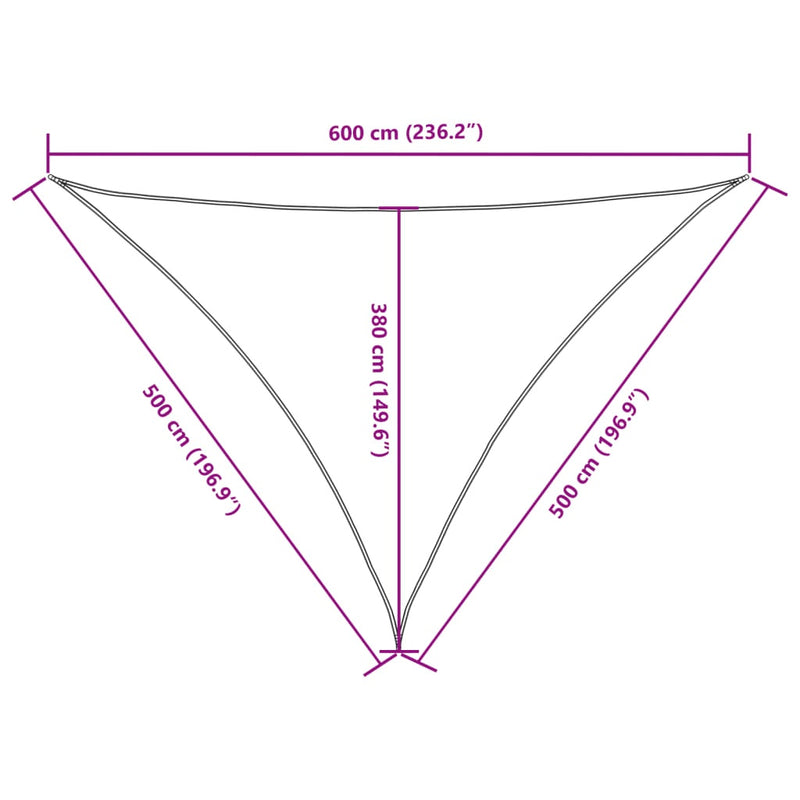 Parasole a Vela Oxford Triangolare 5×6×6 m Bianco - Image 57 of 76