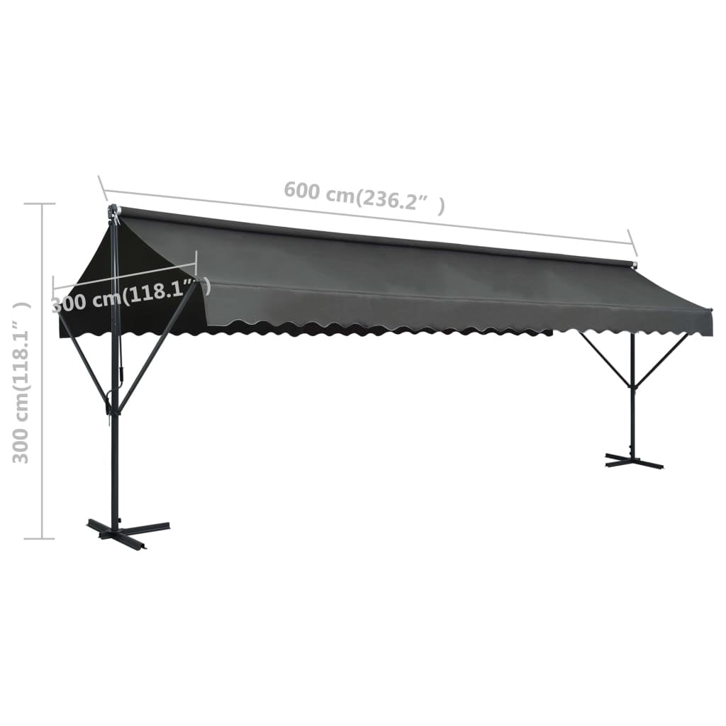 Tenda Parasole con Piedistallo 600×300×300 cm Antracite - Image 17 of 24
