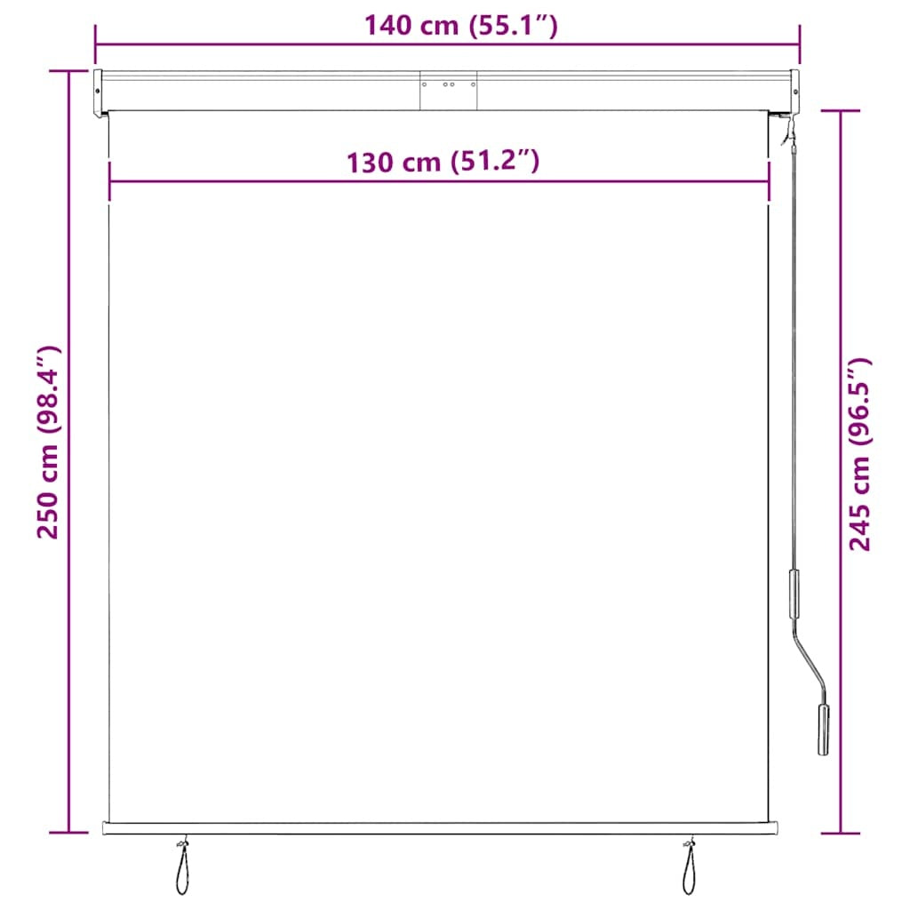 Tenda a Rullo per Esterni, Tessuto PA, Meccanismo a Manovella, 140×250 cm, Crema - Image 26 of 36
