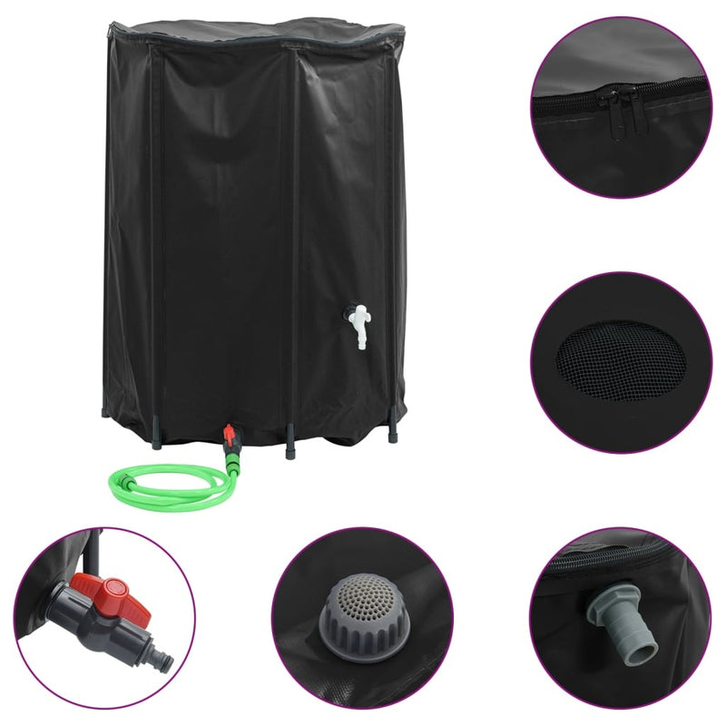 Serbatoio Acqua Pieghevole 1350 L in PVC Ø 120×120 cm Nero - Image 6 of 40