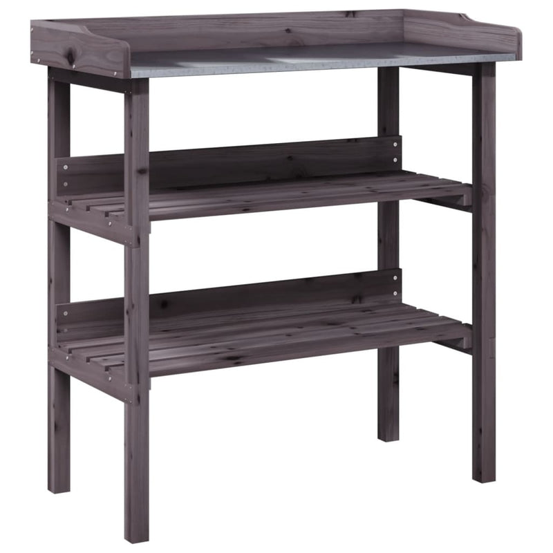 Tavolo Piante Ripiani Legno Massello Abete e Zinco 78×38×82,5 cm Grigio - Image 5 of 32