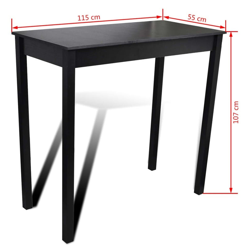 vidaXL Bar Table Set with 4 Stools, MDF/Wood, 115 x 55 x 107 cm, Black - Image 14 of 32