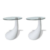 vidaXL Set of 2 Round Coffee Tables in Glossy White Glass and Fiberglass - Image 8 of 19
