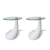 vidaXL Set of 2 Round Coffee Tables in Glossy White Glass and Fiberglass - Image 14 of 19