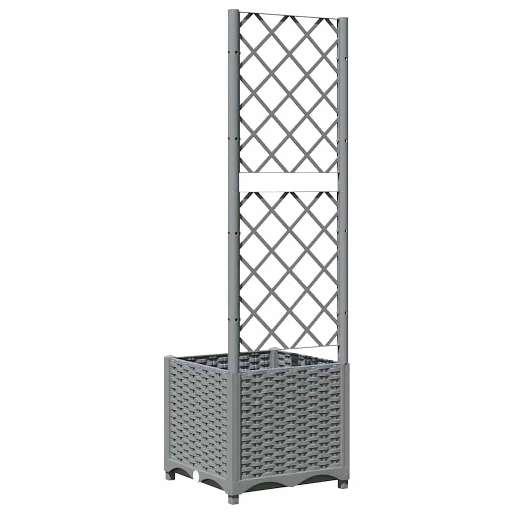 Fioriera da Giardino con Graticcio PP 40×40×136 cm Grigio Chiaro - Image 9 of 26