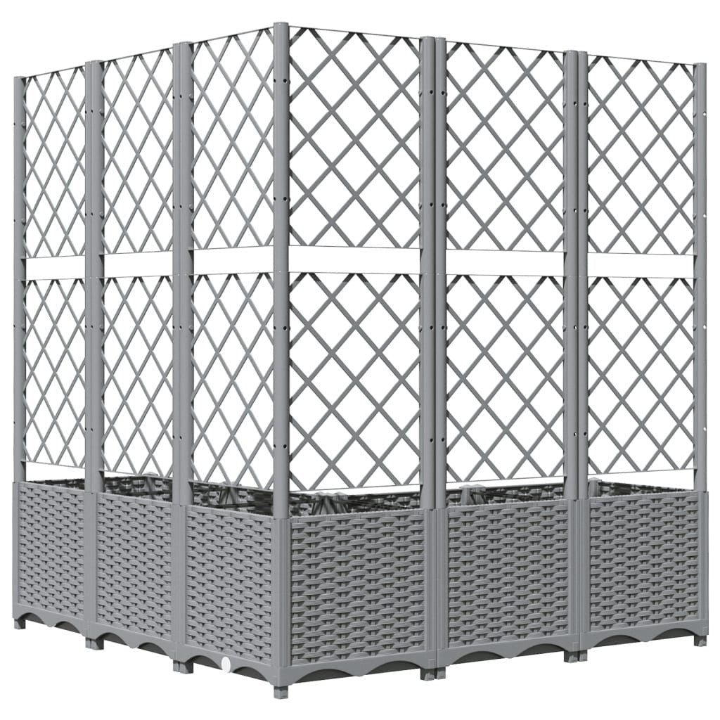 Fioriera Giardino con Graticcio PP 120×40×136cm Grigio Chiaro - Image 8 of 18