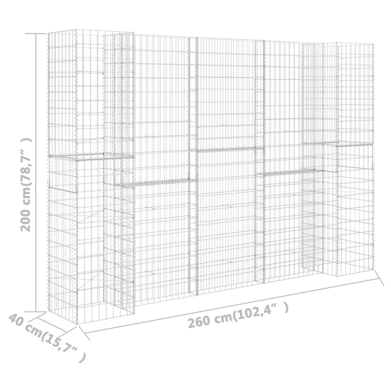 Gabbione Fioriera Filo Acciaio 260×40×200 cm Argento - Image 19 of 20