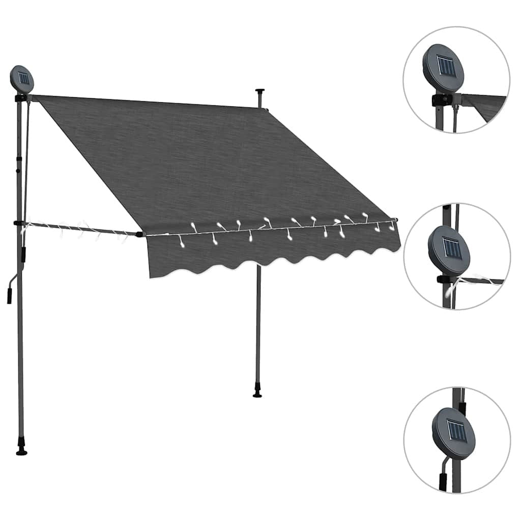Tenda da Sole Retrattile Manuale con LED 200 cm Antracite - Image 16 of 24