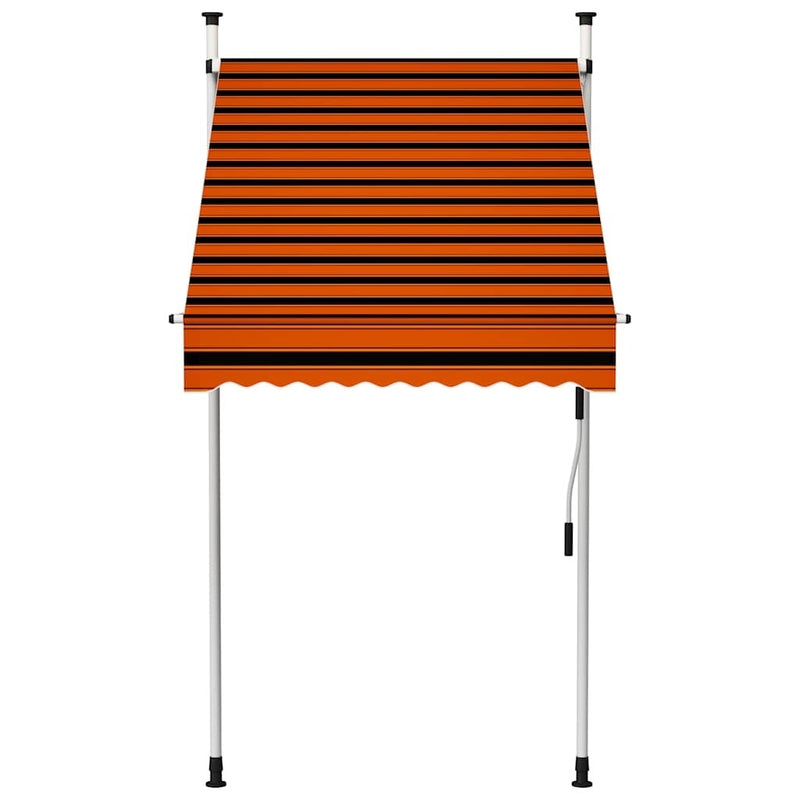 vidaXL Manual Retractable Awning, 100 cm Width, Orange and Brown - Image 7 of 30