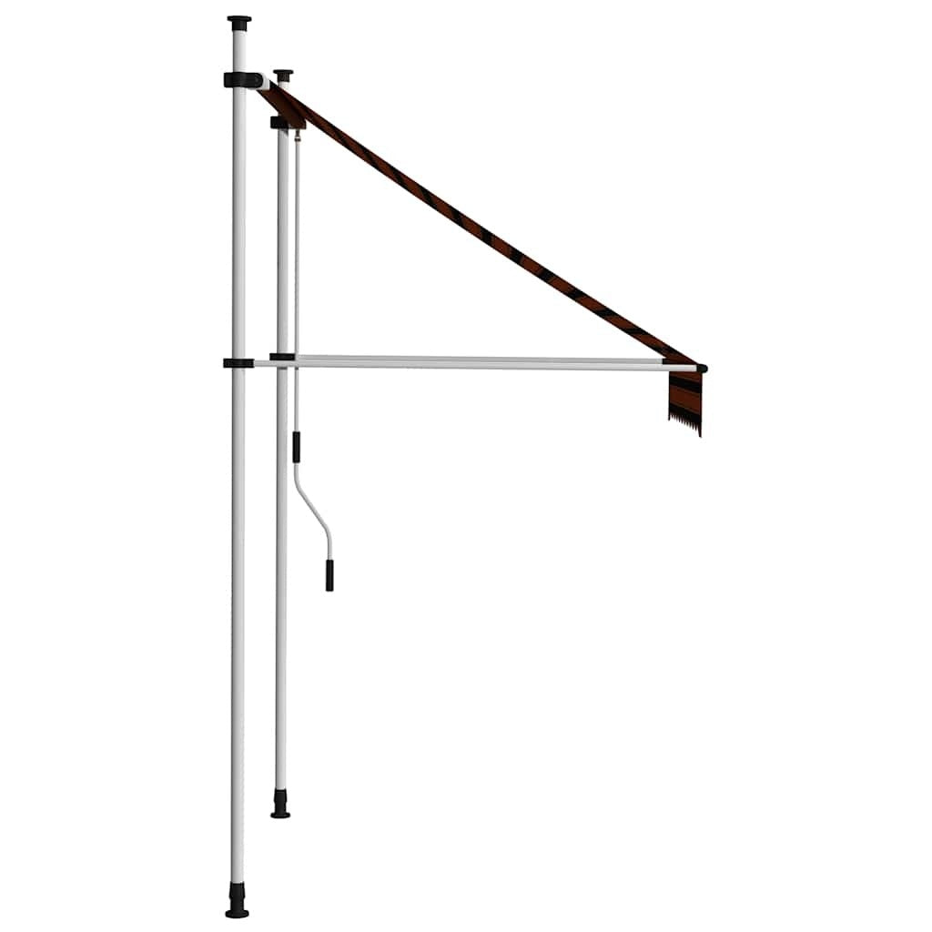 vidaXL Manual Retractable Awning, 100 cm Width, Orange and Brown - Image 12 of 30