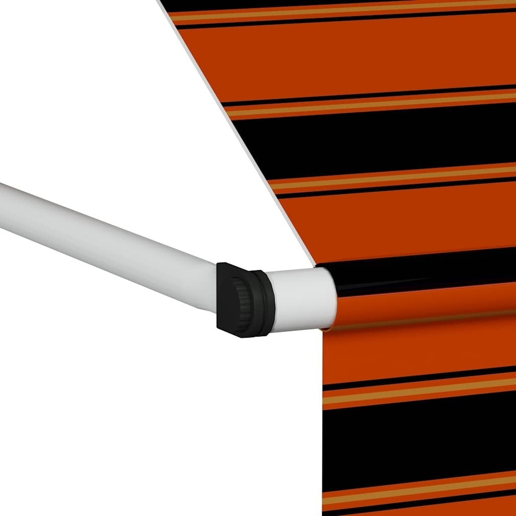 vidaXL Manual Retractable Awning, 100 cm Width, Orange and Brown - Image 21 of 30