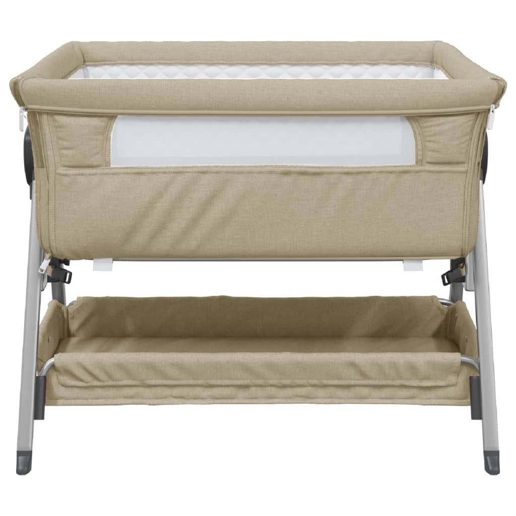 Lettino per Bambini con Materasso in Tessuto di Lino 93×56 cm Tortora - Image 11 of 37
