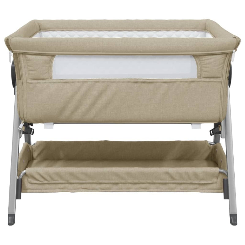Lettino per Bambini con Materasso in Tessuto di Lino 93×56 cm Tortora - Image 11 of 37