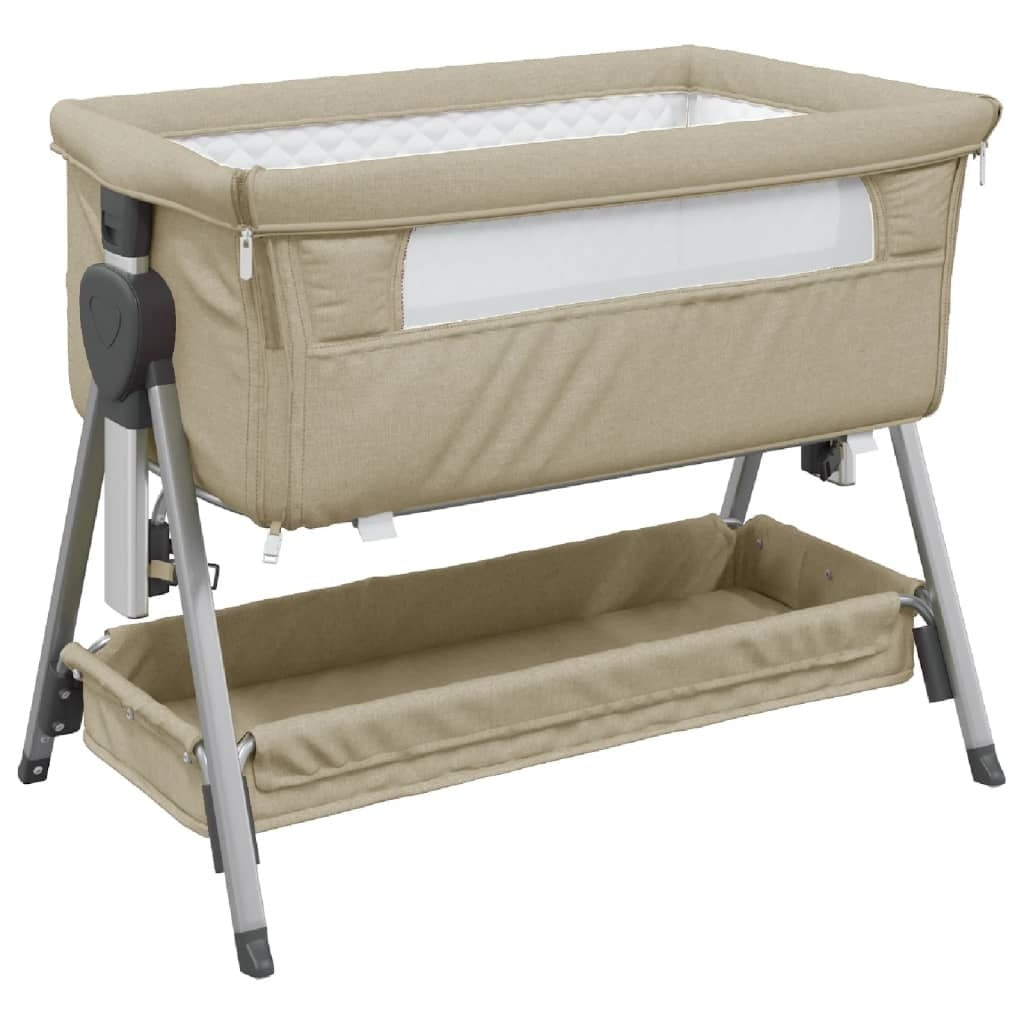 Lettino per Bambini con Materasso in Tessuto di Lino 93×56 cm Tortora - Image 15 of 37