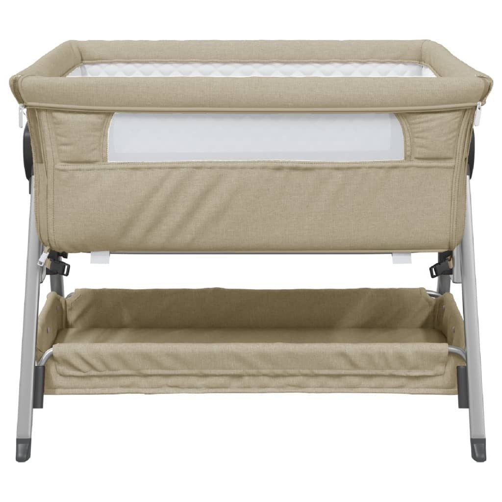 Lettino per Bambini con Materasso in Tessuto di Lino 93×56 cm Tortora - Image 22 of 37