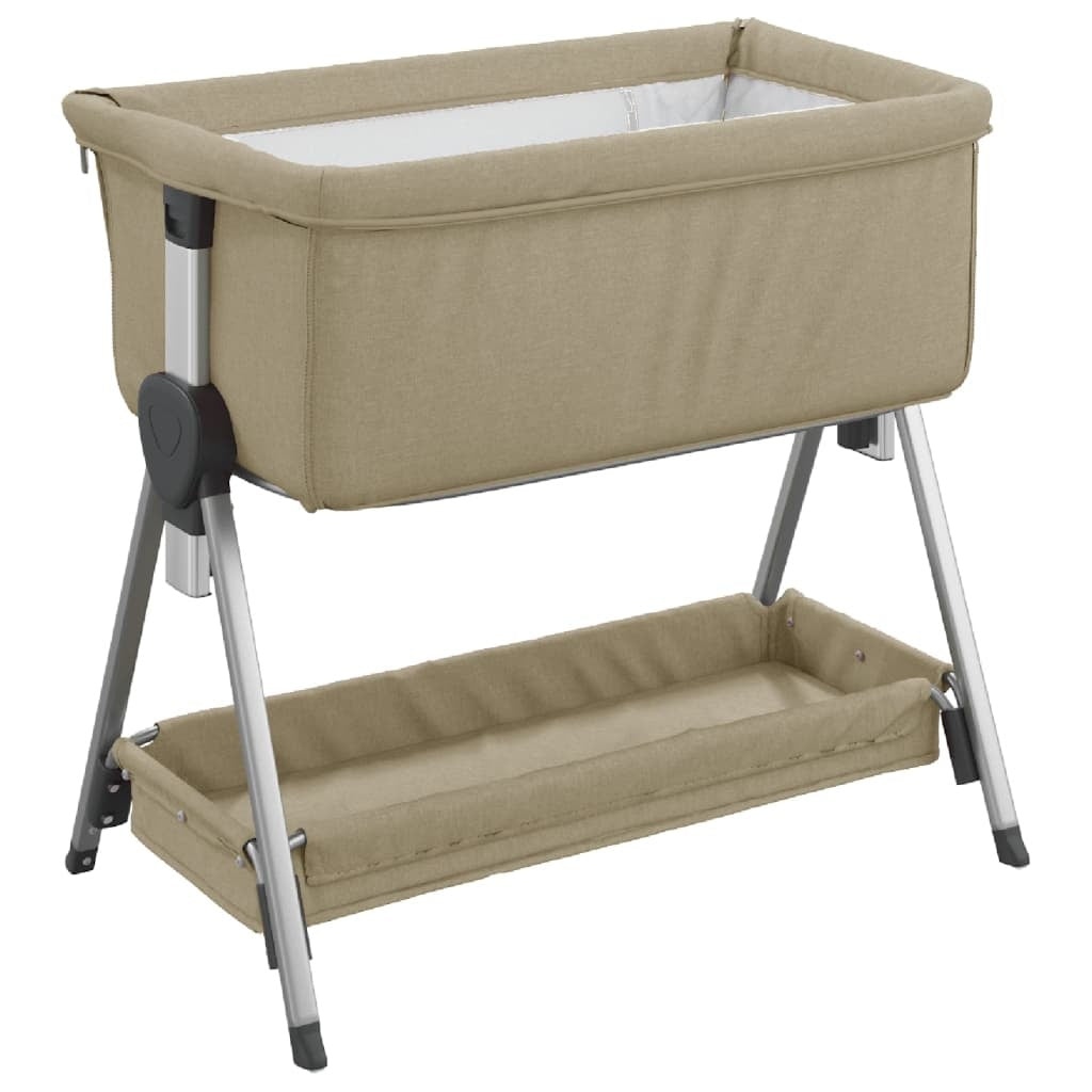 Lettino per Bambini con Materasso in Tessuto di Lino 93×56 cm Tortora - Image 26 of 37