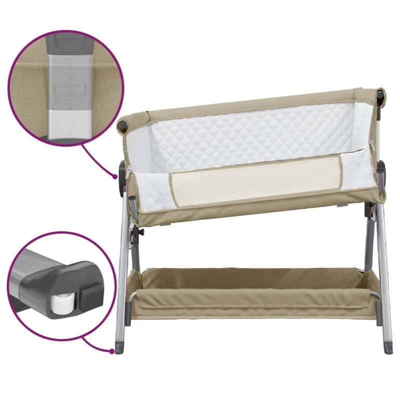 Lettino per Bambini con Materasso in Tessuto di Lino 93×56 cm Tortora - Image 32 of 37