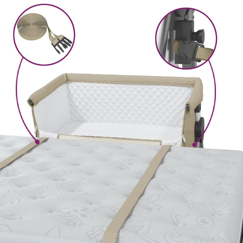 Lettino per Bambini con Materasso in Tessuto di Lino 93×56 cm Tortora - Image 33 of 37