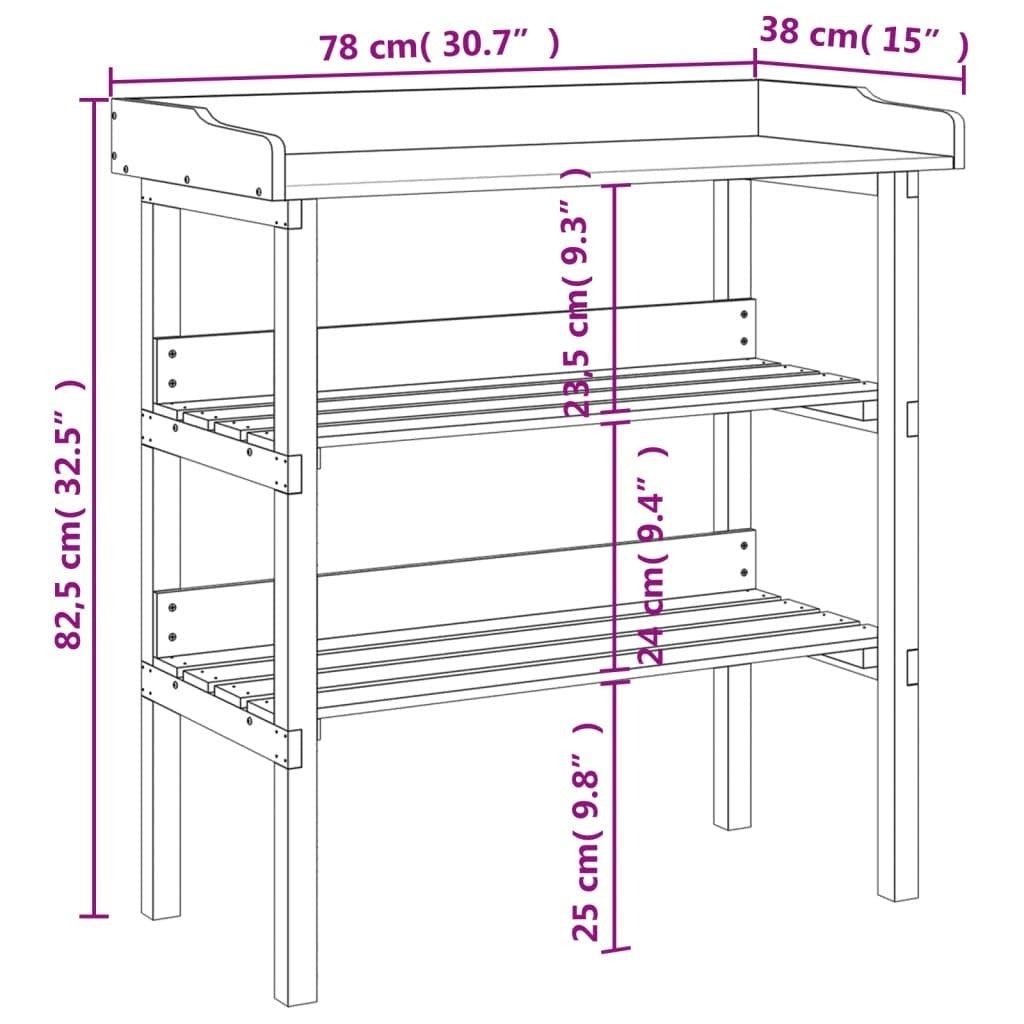 Tavolo Piante Legno Massello Abete con Piano in Zinco 78×38×82,5 cm - Image 46 of 57