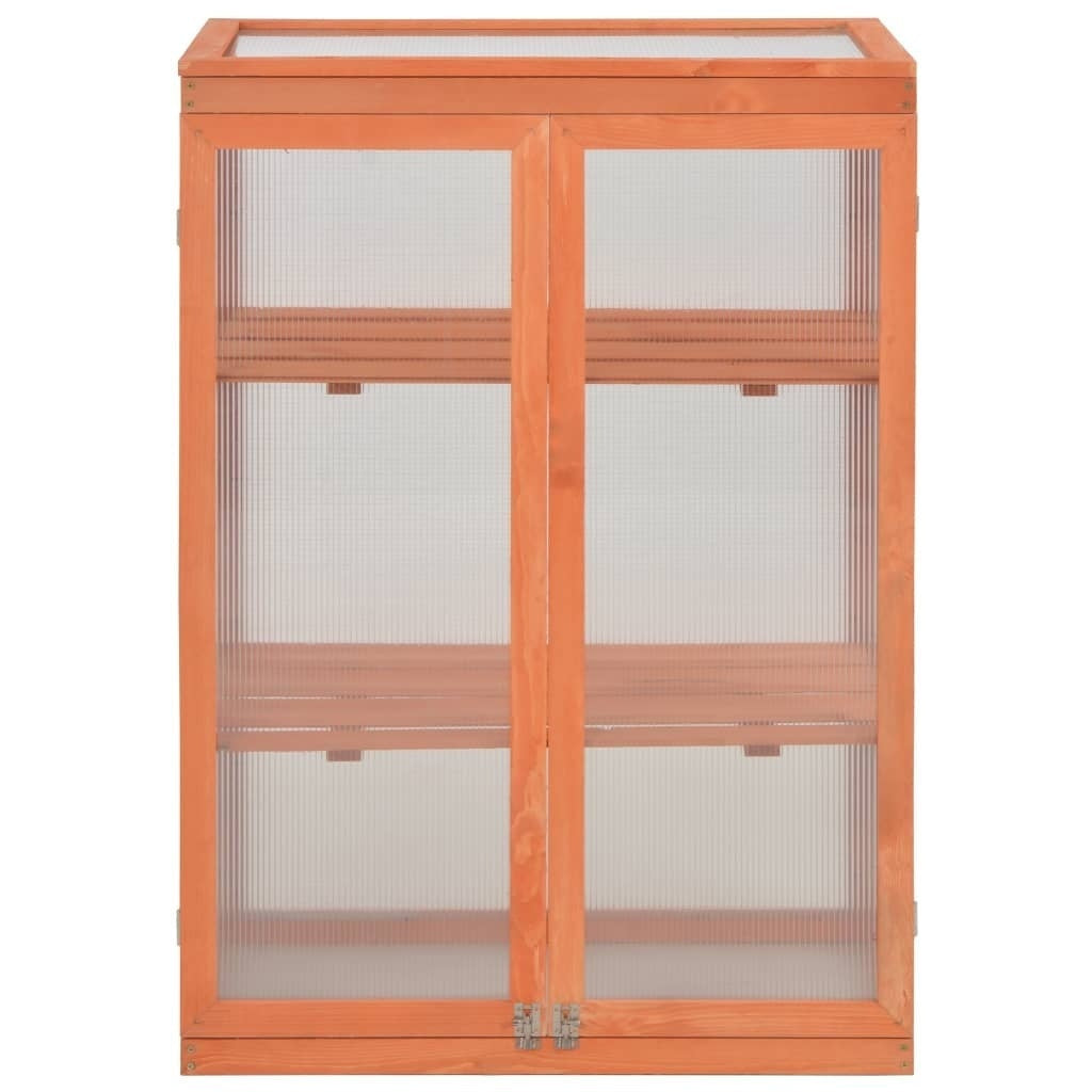 vidaXL Invernadero de Madera Maciza y Policarbonato 75x47x109 cm Marrón - Image 1 of 58
