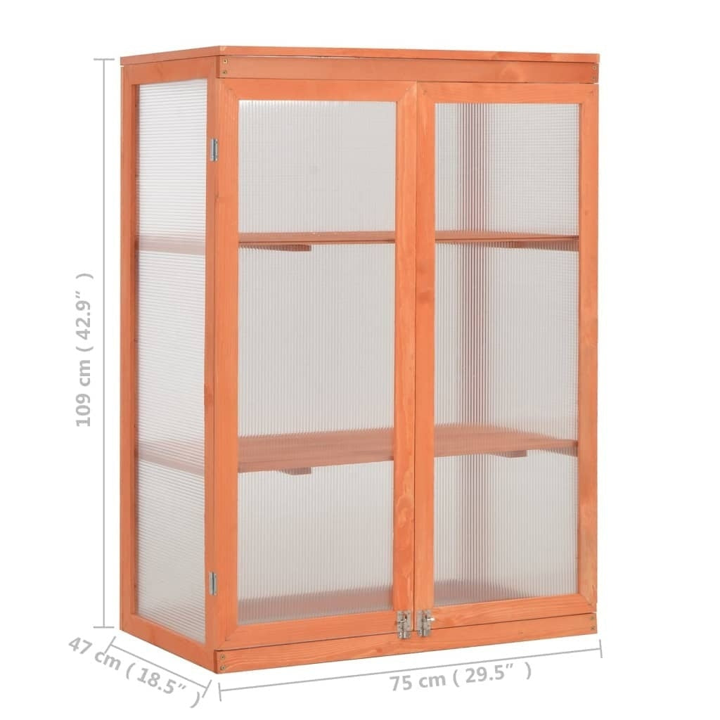 vidaXL Invernadero de Madera Maciza y Policarbonato 75x47x109 cm Marrón - Image 13 of 58
