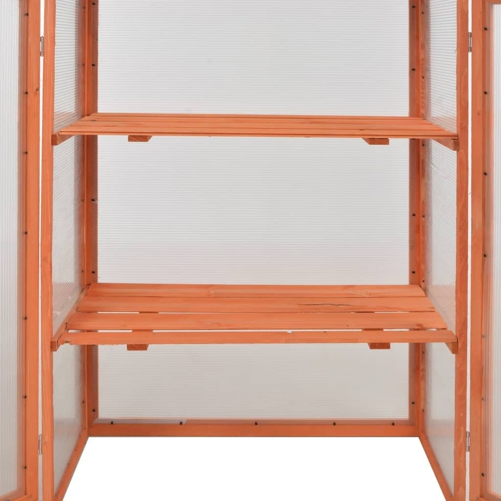 vidaXL Invernadero de Madera Maciza y Policarbonato 75x47x109 cm Marrón - Image 20 of 58