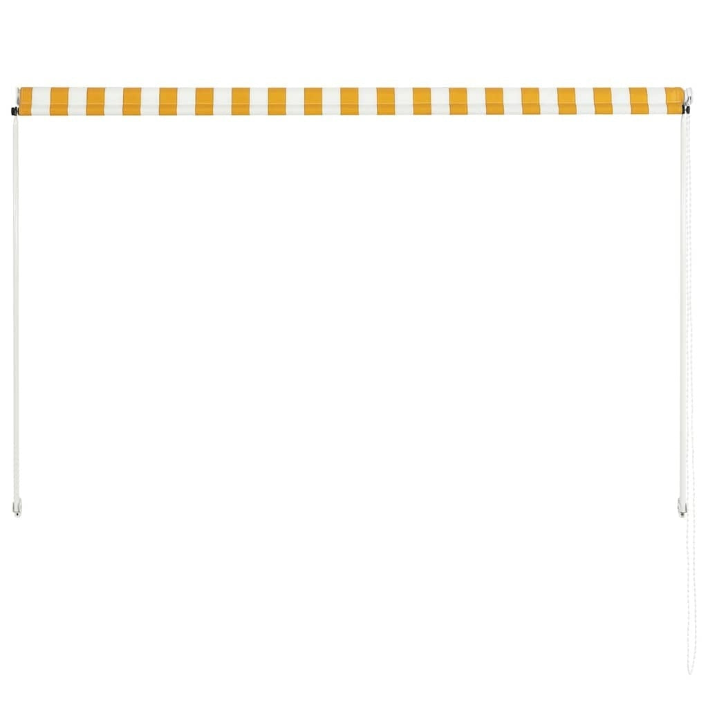 vidaXL Retractable Awning Steel/Polyester 200x150 cm Yellow and White - Image 8 of 33