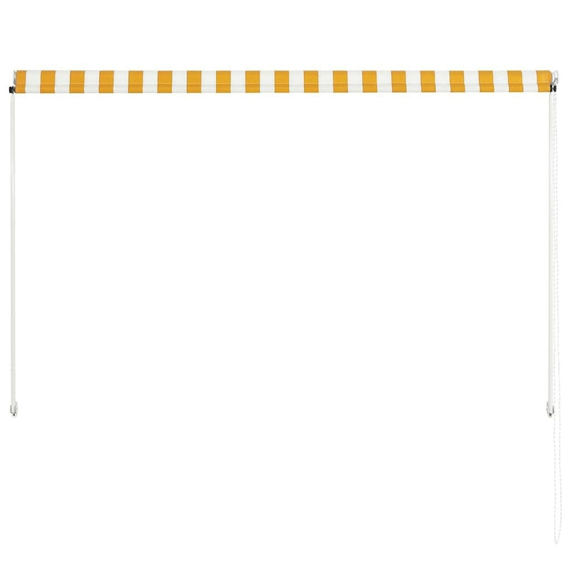 vidaXL Retractable Awning Steel/Polyester 200x150 cm Yellow and White - Image 8 of 33