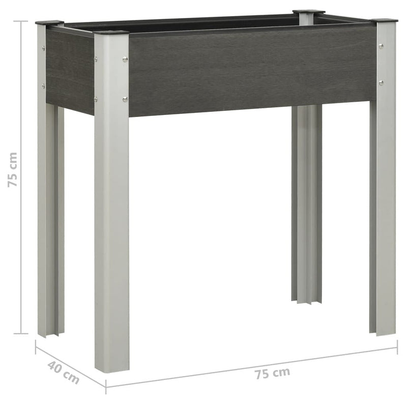 Fioriera Rialzata da Giardino in WPC 75×40×75 cm Grigio - Image 14 of 20