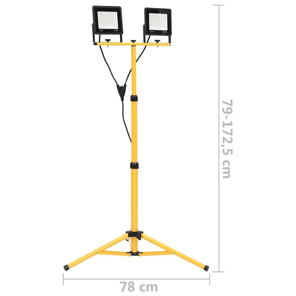 Faretto a LED con Treppiede 2×50 W, 7000 lm, Altezza Regolabile (79-172,5) cm, Nero/Giallo - Image 24 of 34