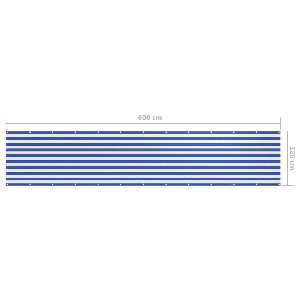 Paravento da Balcone in Tessuto Oxford Impermeabile 120×600 cm Bianco e Blu - Image 10 of 12