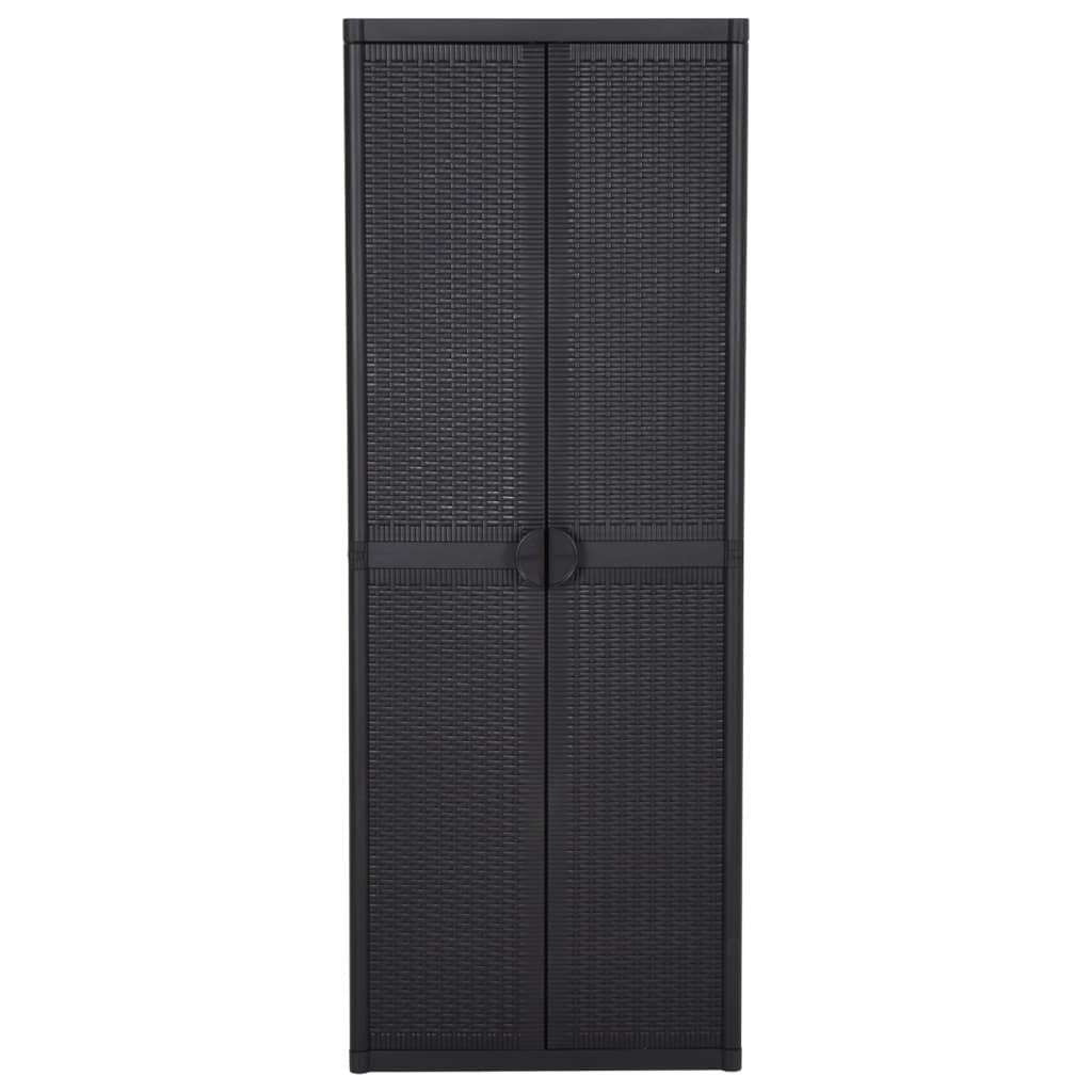 vidaXL Garden Storage Cabinet Black 65x45x172 cm PP Rattan - Image 1 of 89