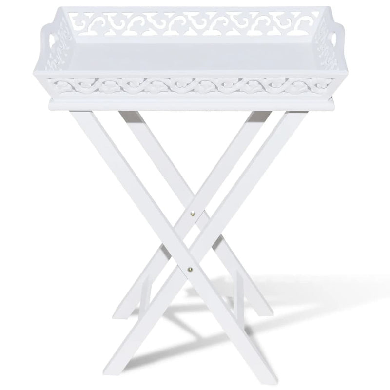 Tavolino Laterale con Vassoio Removibile Altezza 72,5 cm Bianco - Image 16 of 19