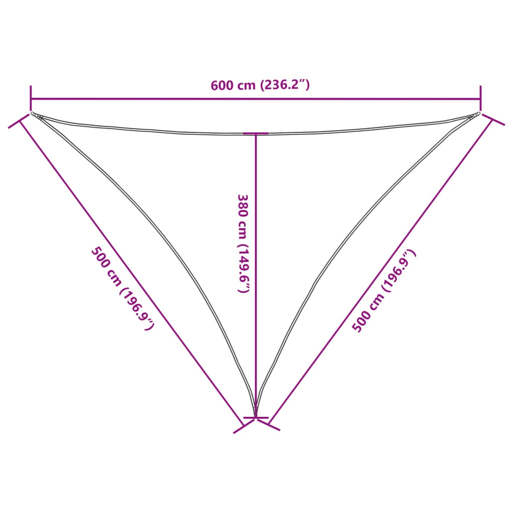 Parasole a Vela Oxford Triangolare 5×6×6 m Bianco - Image 64 of 76
