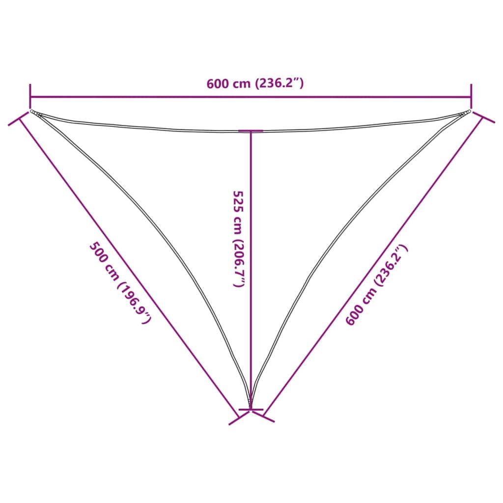 Parasole a Vela Oxford Triangolare 5×6×6 m Bianco - Image 65 of 76