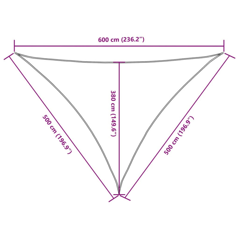 Parasole a Vela Oxford Triangolare 5×6×6 m Bianco - Image 76 of 76