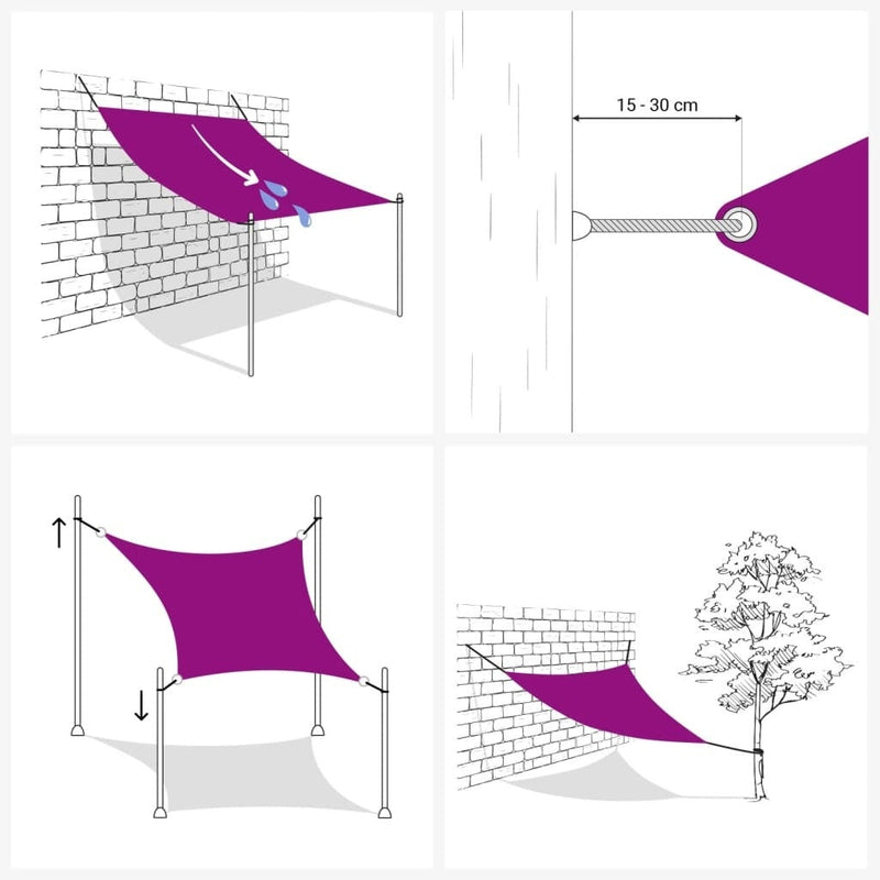 Parasole a Vela Tessuto Oxford Triangolare 3×3×4,24m Antracite - Image 27 of 27