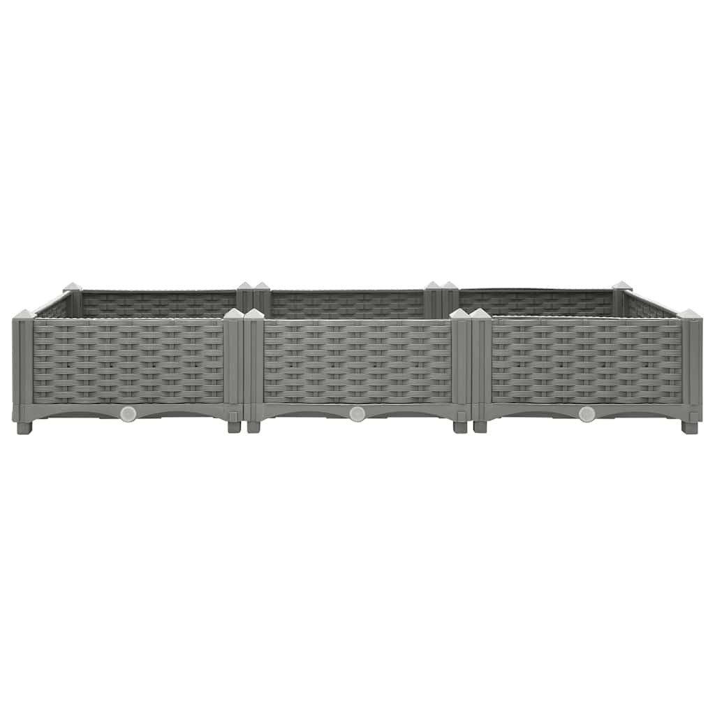 Fioriera Rialzata in Polipropilene con Motivo Rattan 120×40×23 cm Grigio Chiaro - Image 2 of 11