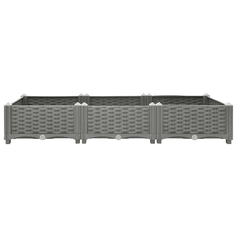 Fioriera Rialzata in Polipropilene con Motivo Rattan 120×40×23 cm Grigio Chiaro - Image 2 of 11