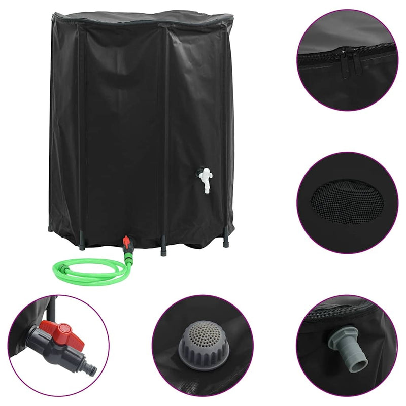 Serbatoio Acqua Pieghevole in PVC 1250 L, 120×110 cm, Nero - Image 9 of 40