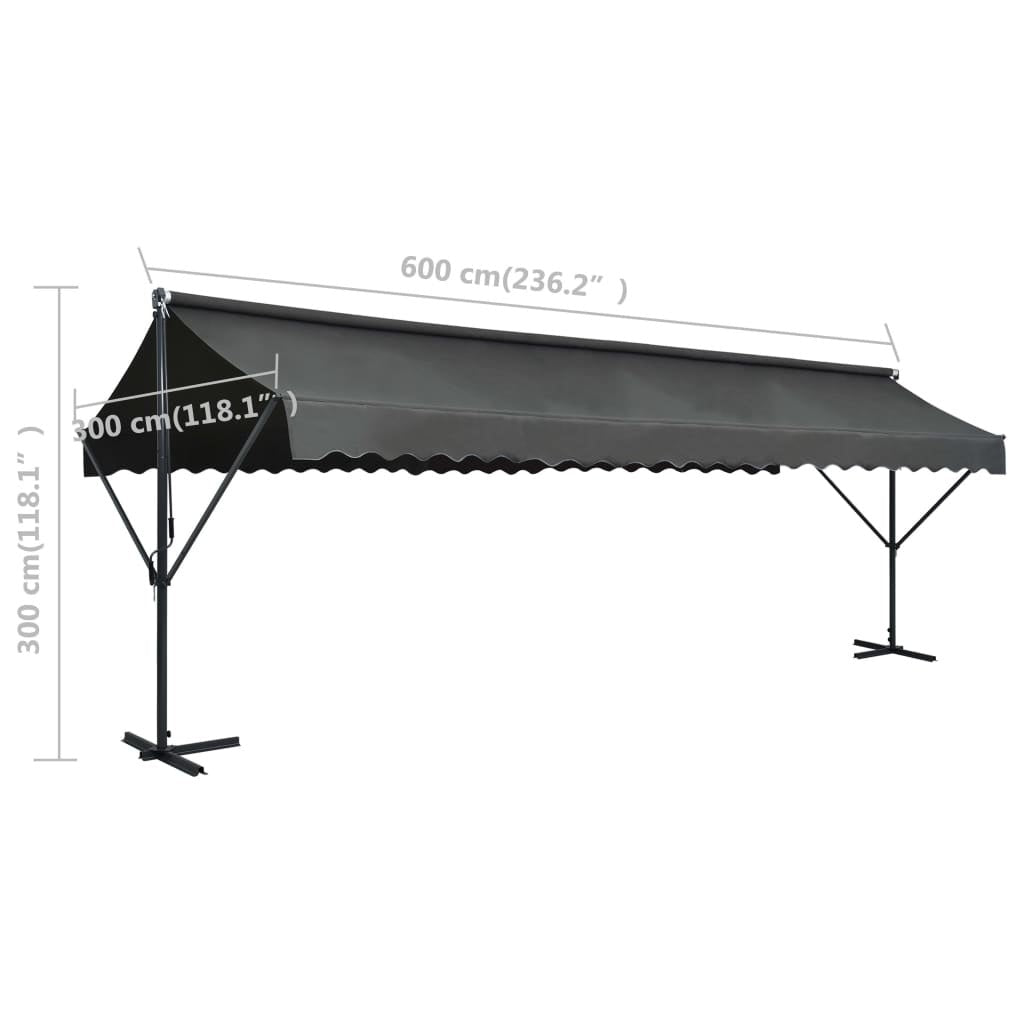 Tenda Parasole con Piedistallo 600×300×300 cm Antracite - Image 24 of 24