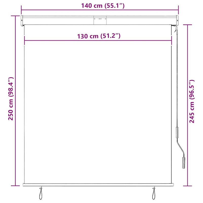 Tenda a Rullo per Esterni, Tessuto PA, Meccanismo a Manovella, 140×250 cm, Crema - Image 33 of 36