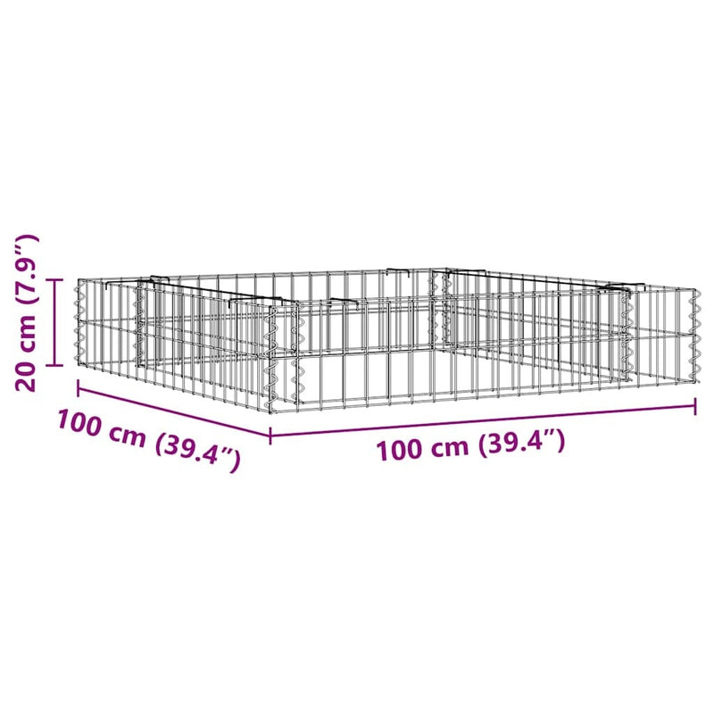 Gabbione Letto Rialzato Acciaio Zincato 100×100×20 cm Argento - Image 40 of 40
