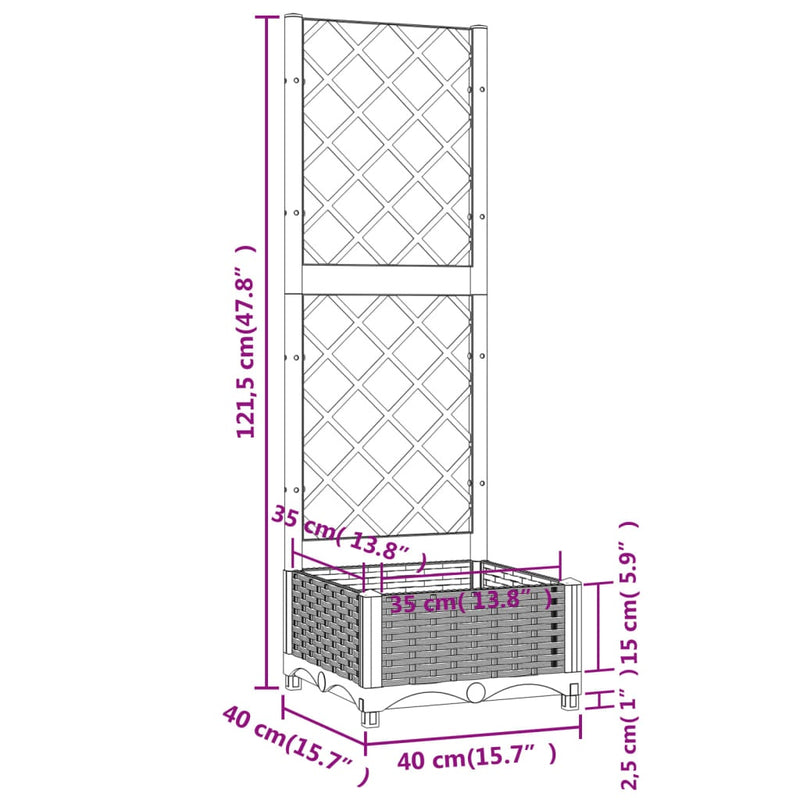Fioriera da Giardino con Graticcio in PP 40×40×121,5 cm Bianco - Image 30 of 32
