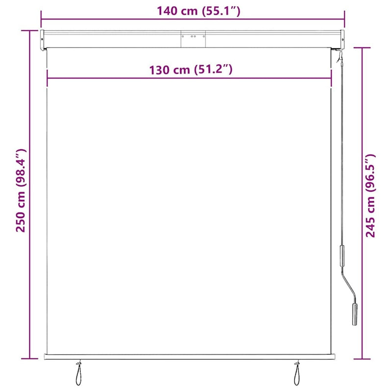 Tenda a Rullo per Esterni, Tessuto PA, Meccanismo a Manovella, 140×250 cm, Crema - Image 54 of 250