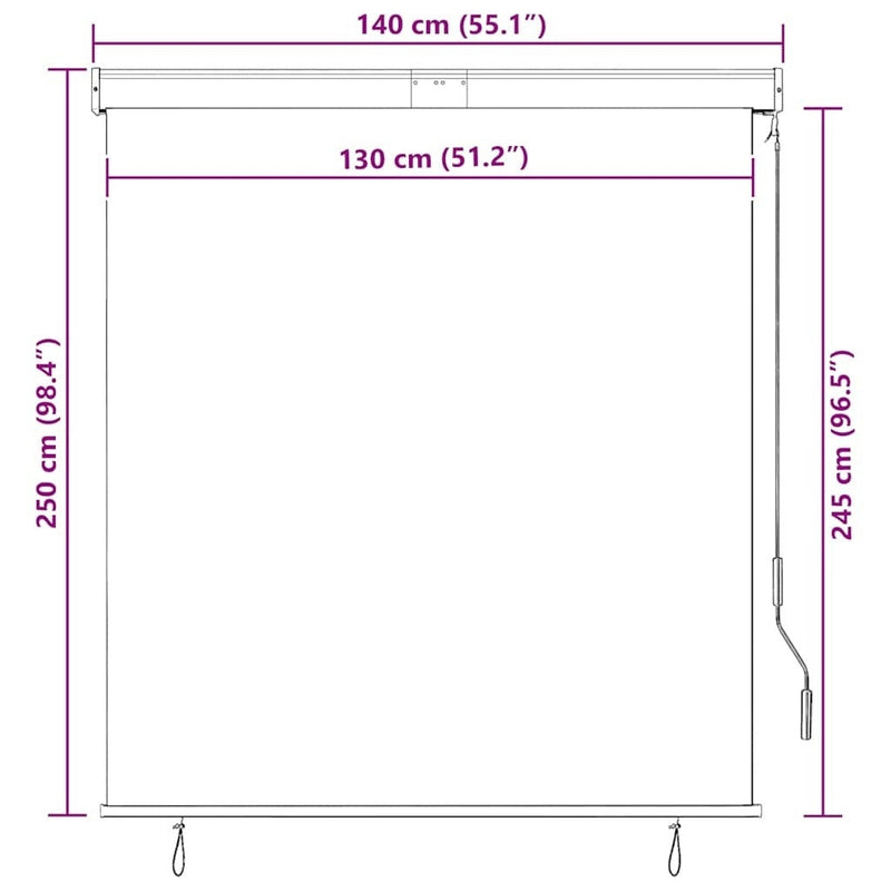 Tenda a Rullo per Esterni, Tessuto PA, Meccanismo a Manovella, 140×250 cm, Crema - Image 64 of 250