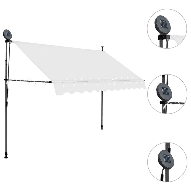 Tenda da Sole Retrattile Manuale con LED, Poliestere/Acciaio, 300 cm, Crema - Image 33 of 250